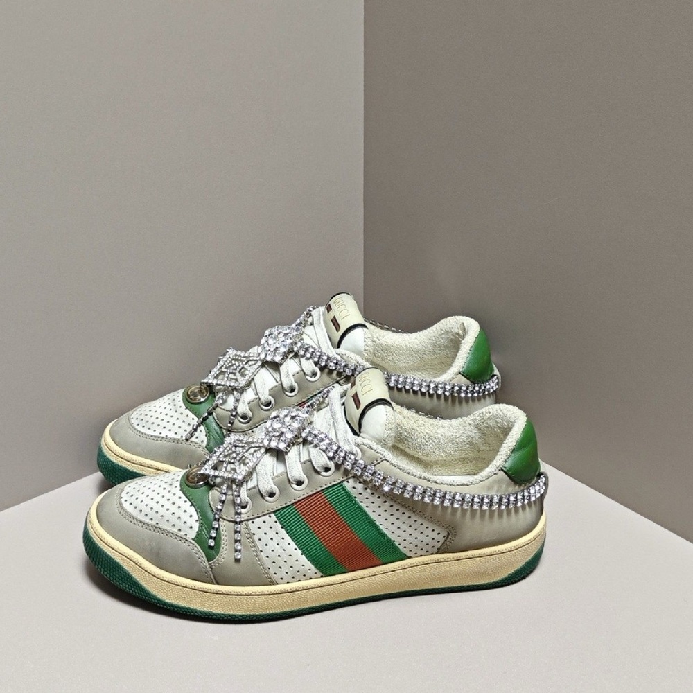 Authentic gucci Green and White Sneakers